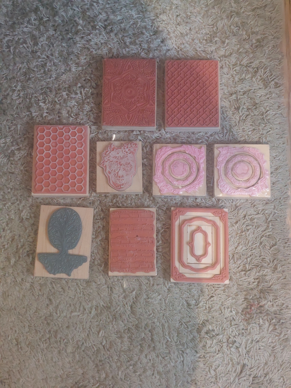 Assorted Rubber Craft Stamps - Pink/Coral Designs